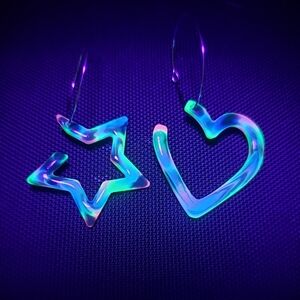 Handmade Rainbow Heart Star Reversible Earrings